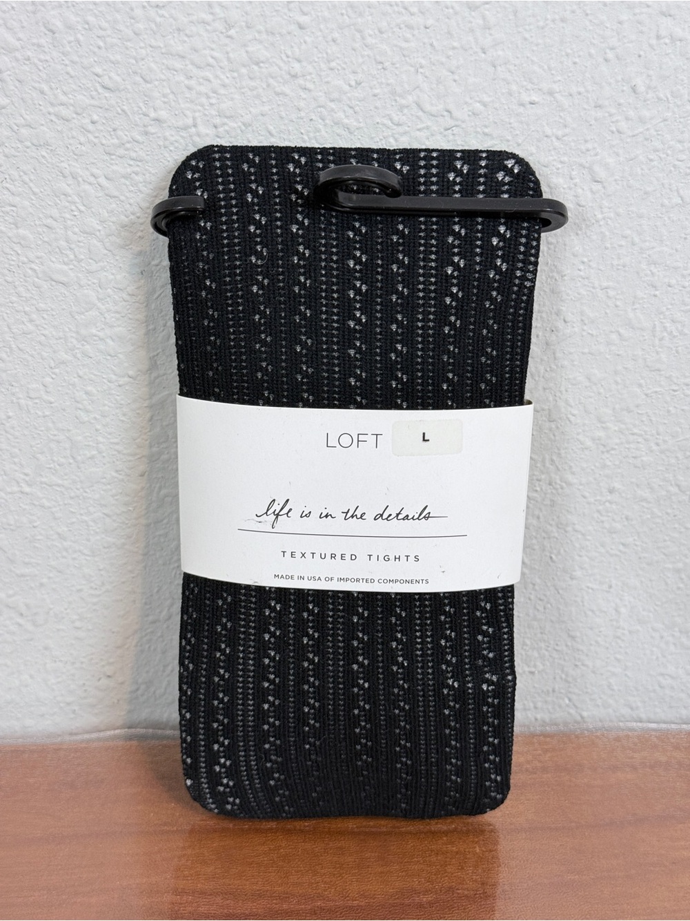 LOFT Black Textured Tights L NIP